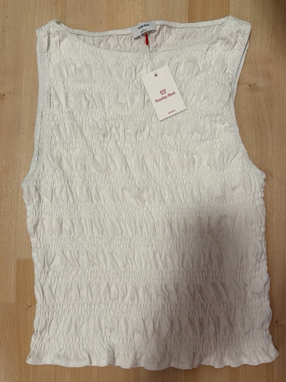 Sunday Best Cream Shirred Tank Top